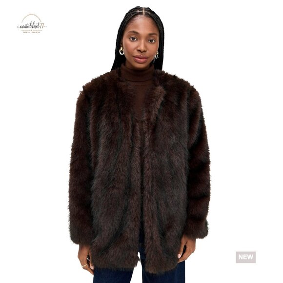 Jackets & Blazers - Mid-Weight Faux Fur Jacket with Stretch, Long Sleeve Casual Style